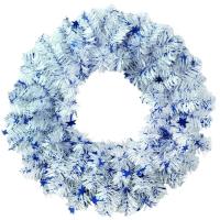 Венок новогодний -  3  белый с синими звездами, 35 см ВН-3