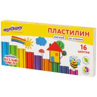 Пластилин мягкий ЮНЛАНДИЯ "ВЕСЕЛЫЙ ШМЕЛЬ", 16 цветов, 240 г, СО СТЕКОМ, 106673