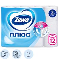 Бумага туалетная Zewa-Plus 2сл бел втор втул 23м 184л 12рул/уп 144090