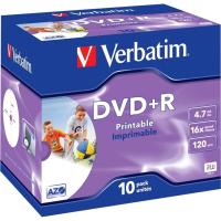 Диск DVD+R Verbatim 4.7Gb 16x Jewel case (10шт/уп) Printable (43508)