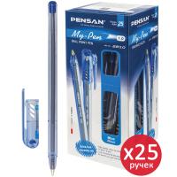 Ручка шариковая PENSAN "My-Pen", синяя, ВЫГОДНАЯ УПАКОВКА, КОМПЛЕКТ 25 штук, линия письма 0,5 мм, 880172