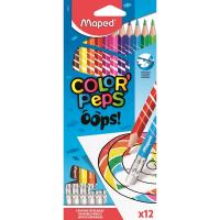 Карандаши цветные Maped COLOR'PEPS OOPS пластик,c ластиком,12цв/наб,832812