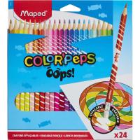 Карандаши цветные Maped COLOR'PEPS OOPS пластик,c ластиком,24цв/наб,832824