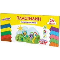 Пластилин классический ЮНЛАНДИЯ "ВЕСЁЛЫЙ ШМЕЛЬ", 24 цвета, 480 грамм, стек, ВЫСШЕЕ КАЧЕСТВО, 106433