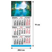 Календарь настенный 3-х блочный Трио Стандарт,2024,295х710,Морск путеш К905