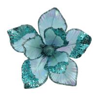 Новогоднее украшение елочное цветок голубой, на клипсе 15x24x24см 91276