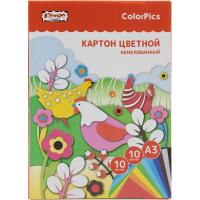 Картон цветной Комус Класс ColorPics 10л 10цв А3 немелован.папка