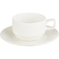 Чайная пара ,Wilmax белая, фарфор, чашка 220 мл.,блюдце d-14 см. WL-993008