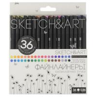 Набор линеров для скетчинга SKETCH&amp;amp;ART BLACK EDITION 0,36мм 36цв 36-0020