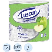 Бумага туалетная Luscan Comfort 2сл бел с зел тисн яблок 100%цел 21,9м4р/уп