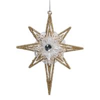 Украшение новогоднее подвесное Звезда золото 12,5x2,5x15,5см арт.91195
