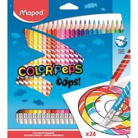 Карандаши цветные Maped COLOR'PEPS OOPS пластик,c ластиком,24цв/наб,832824