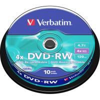 Носители информации DVD-RW Verbatim 4.7Gb 4x Cake Box (10шт/уп) (43552)