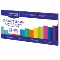 Пластилин классический BRAUBERG "АКАДЕМИЯ КЛАССИЧЕСКАЯ", 24 цвета, 480 г, СТЕК, ВЫСШЕЕ КАЧЕСТВО, 106424