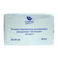 Пеленки впитывающие Пелигрин 60х40см, Classic, 30шт/уп (М60х40/30С)