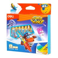 Мелки восковые Deli Super Wings круглые наб 12цв. картон/европод,EC21000