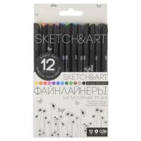 Набор линеров для скетчинга SKETCH&amp;amp;ART BLACK EDITION 0,36мм 12цв 36-0017