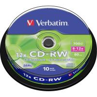 Носители информации CD-RW Verbatim 700Mb 12x Cake Box (10шт/уп) (43480)