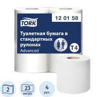 Бумага туалетная Tork T4 2сл бел вторич 23м 184л 4рул/уп 24уп/блок 120158