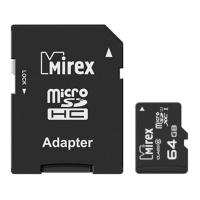 Карта памяти Mirex microSDХC с адапт 64Gb UHS-I/U1/class 10(13613-AD10SD64)