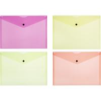 Папка-конверт на кнопке Attache Neon А5 180мкм 8шт/уп оранж,жлт,салат,розов