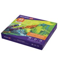 Краски акриловые художественные, НАБОР 48 штук, 41 цвет по 12 мл, в тубах, BRAUBERG ART DEBUT, 192295