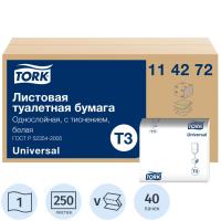 Бумага туалетная листовая д/дисп Tork ТЗ 1сл. 250л 40 пач/уп 114272