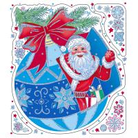 Украшение новогоднее оконное Шар с Дедом Морозом 15,5x17,5см арт.90270