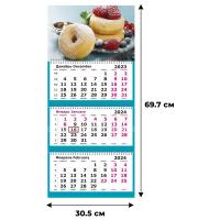 Календарь настенный 3-х блочный 2024, 305х697, Пончики, 3 спир,80г/м2