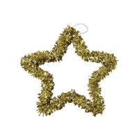 Новогоднее украшение венок из мишуры Золотая звезда 1,5x33x33см 90556