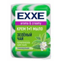 Мыло туалетное крем EXXE 1+1 Зеленый чай 90гр зеленое полосатое экопак 4ш/у