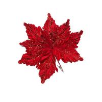 Новогоднее украшение елочное Цветок Красный, на клипсе 18x26x26см 88909