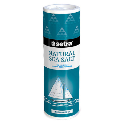 Соль Setra морская натуральная мелкая йодированная в солонке 250гр