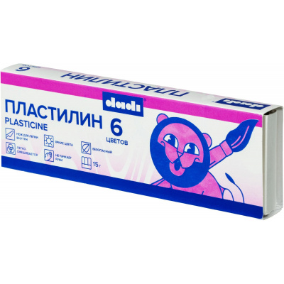 Пластилин классический dadi 15г 6 цв., DPL15-06A