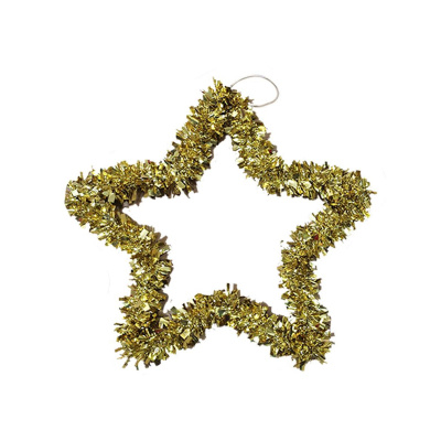 Новогоднее украшение венок из мишуры Золотая звезда 1,5x33x33см 90556