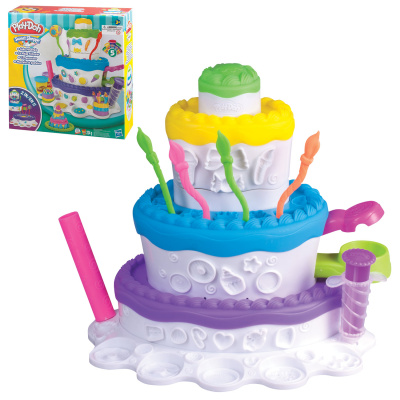 Набор для творчества PLAY-DOH Hasbro "Праздничный торт", пластилин 5 цветов + аксессуары, в коробке, A7401
