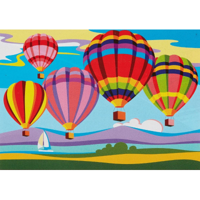 Картина по номерам для малышей ТРАНСПОРТ Воздушные шары набор Ркн-104